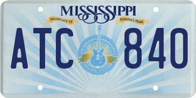 MS license plate ATC840