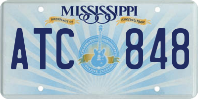 MS license plate ATC848