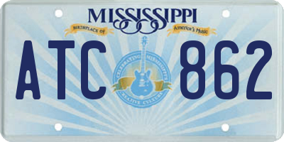 MS license plate ATC862