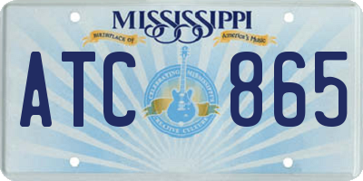 MS license plate ATC865