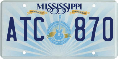 MS license plate ATC870