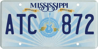 MS license plate ATC872