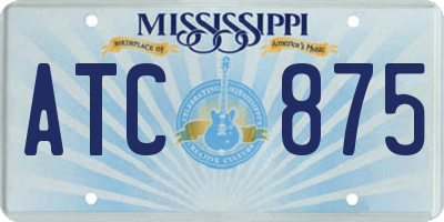 MS license plate ATC875