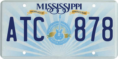 MS license plate ATC878