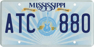 MS license plate ATC880