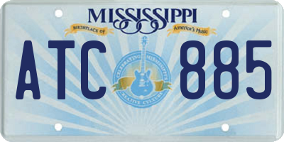 MS license plate ATC885