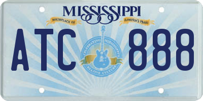 MS license plate ATC888