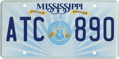 MS license plate ATC890