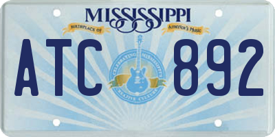 MS license plate ATC892