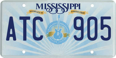 MS license plate ATC905