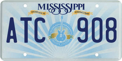 MS license plate ATC908