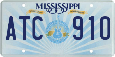 MS license plate ATC910