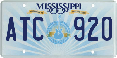 MS license plate ATC920