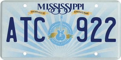 MS license plate ATC922