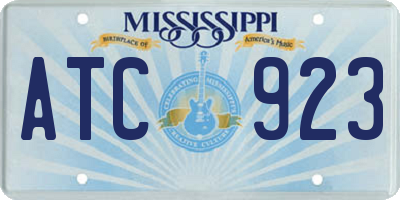 MS license plate ATC923