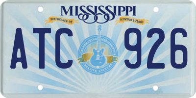 MS license plate ATC926