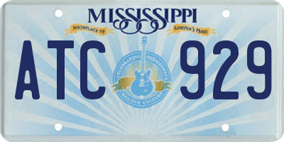 MS license plate ATC929