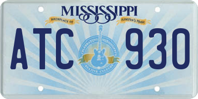 MS license plate ATC930