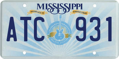 MS license plate ATC931