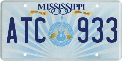 MS license plate ATC933