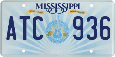 MS license plate ATC936