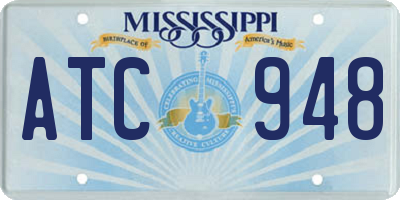 MS license plate ATC948
