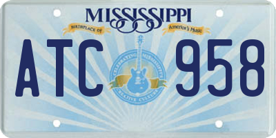 MS license plate ATC958