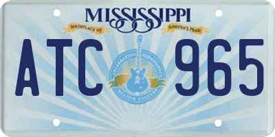 MS license plate ATC965