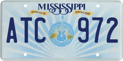 MS license plate ATC972