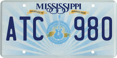 MS license plate ATC980