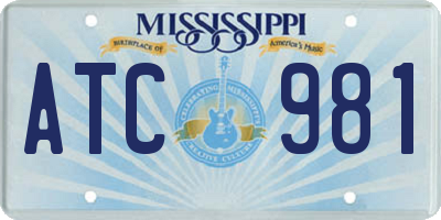 MS license plate ATC981