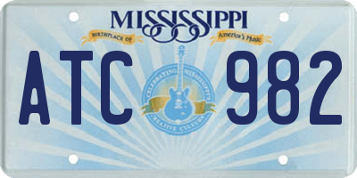 MS license plate ATC982