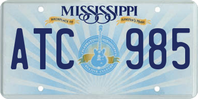 MS license plate ATC985