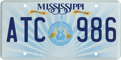 MS license plate ATC986