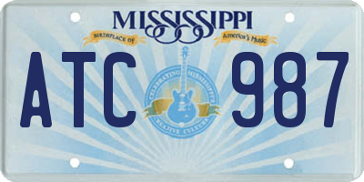 MS license plate ATC987
