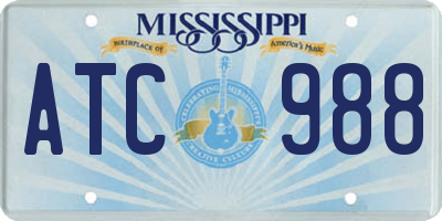 MS license plate ATC988