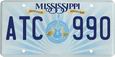 MS license plate ATC990