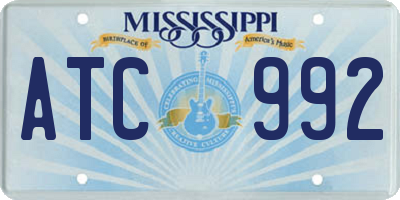 MS license plate ATC992