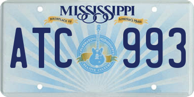 MS license plate ATC993