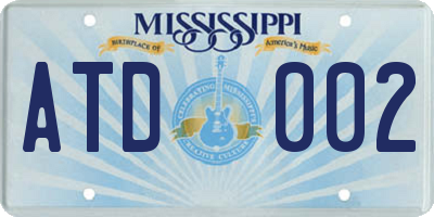 MS license plate ATD002