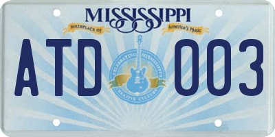 MS license plate ATD003