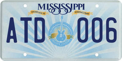 MS license plate ATD006