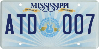 MS license plate ATD007