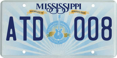 MS license plate ATD008