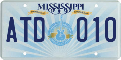 MS license plate ATD010