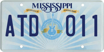 MS license plate ATD011