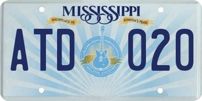 MS license plate ATD020