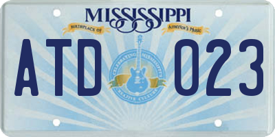 MS license plate ATD023