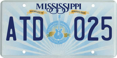 MS license plate ATD025