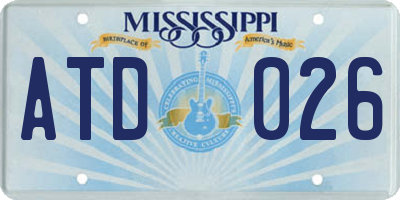 MS license plate ATD026